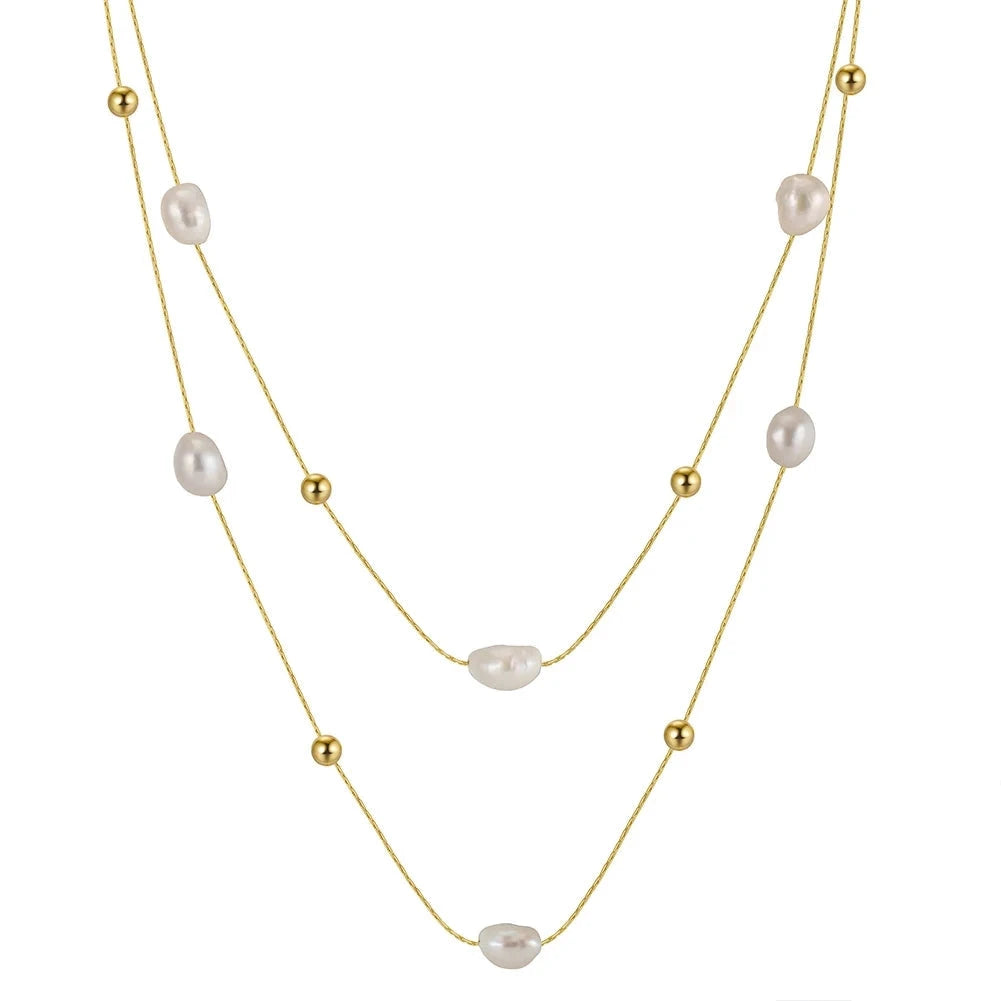 Aviora™ Sterling Silver Pearl Necklace — Elegant Layers, Endless Shine