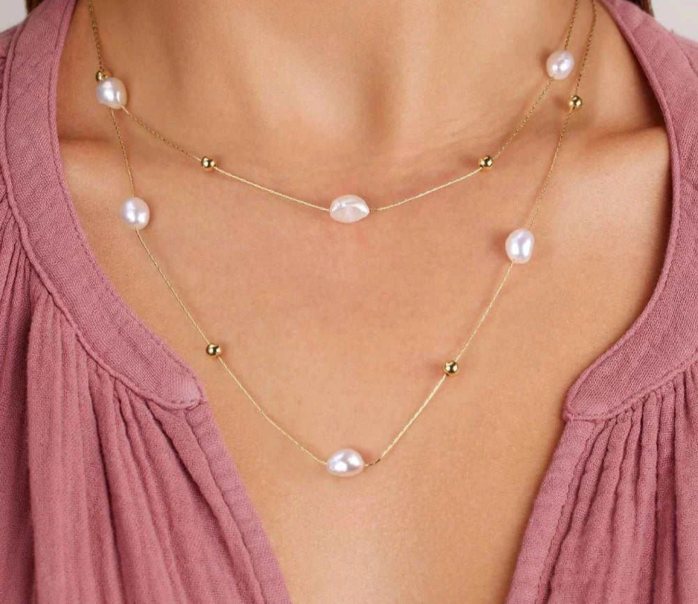 Aviora™ Sterling Silver Pearl Necklace — Elegant Layers, Endless Shine